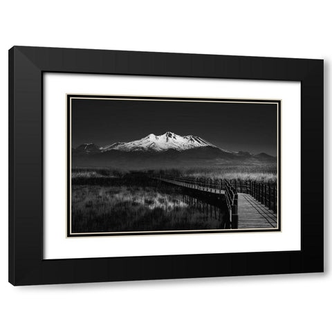 Road To Mountain Black Modern Wood Framed Art Print with Double Matting by Adnan Kalkan, Arda
