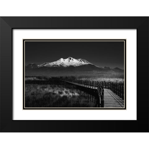 Road To Mountain Black Modern Wood Framed Art Print with Double Matting by Adnan Kalkan, Arda