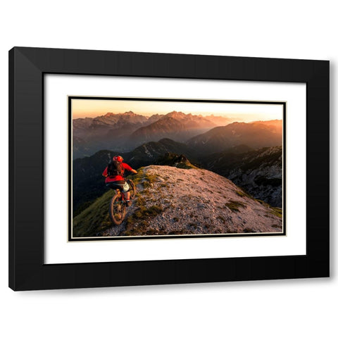 Riding Ridge Singletrack Black Modern Wood Framed Art Print with Double Matting by Bertoncelj, Sandi