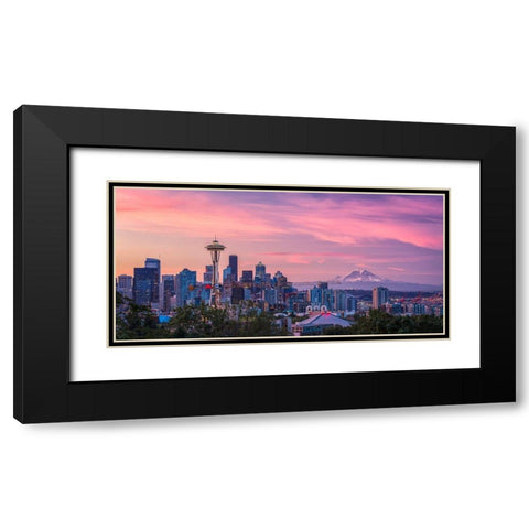Good Morning-Seattle! Black Modern Wood Framed Art Print with Double Matting by Zheng, Michael