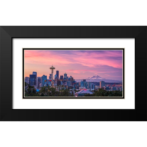 Good Morning-Seattle! Black Modern Wood Framed Art Print with Double Matting by Zheng, Michael