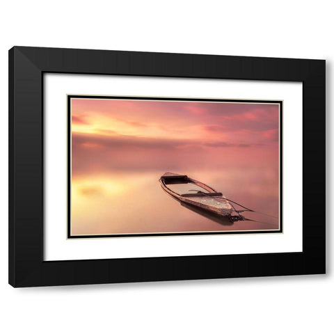 The Boat Black Modern Wood Framed Art Print with Double Matting by Guerola, Joaquin