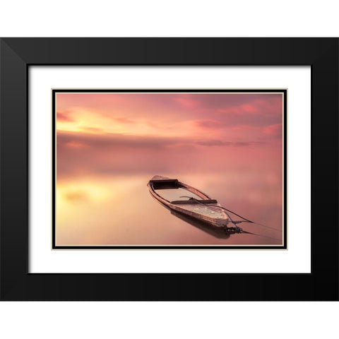 The Boat Black Modern Wood Framed Art Print with Double Matting by Guerola, Joaquin
