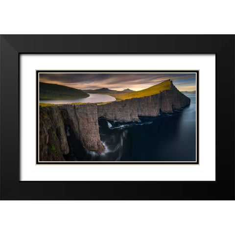 Sorvagsvatn Black Modern Wood Framed Art Print with Double Matting by Kruczynski, Wojciech