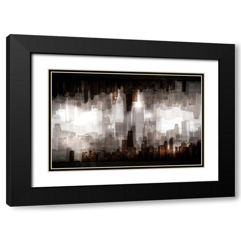 Chicago Skyline Black Modern Wood Framed Art Print with Double Matting by Chiriaco, Carmine