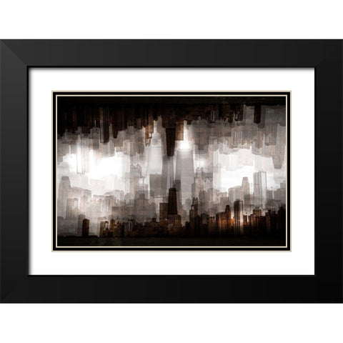 Chicago Skyline Black Modern Wood Framed Art Print with Double Matting by Chiriaco, Carmine