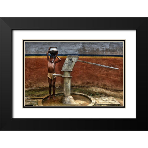 Struggle For Water Black Modern Wood Framed Art Print with Double Matting by Das, Avishek