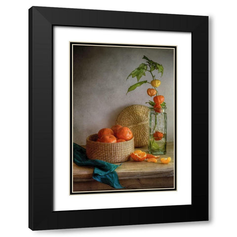 Still Life With Clementines Black Modern Wood Framed Art Print with Double Matting by Disher, Mandy