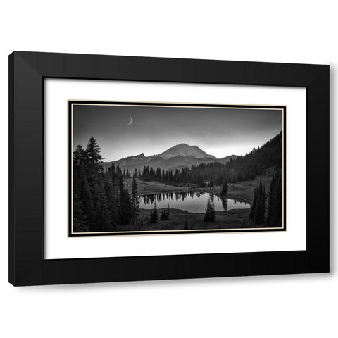 Mt. Rainier Black Modern Wood Framed Art Print with Double Matting by Zheng, Michael