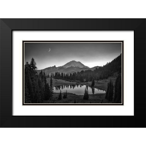 Mt. Rainier Black Modern Wood Framed Art Print with Double Matting by Zheng, Michael