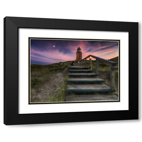 Way To Lighthouse Black Modern Wood Framed Art Print with Double Matting by Siegel, Thomas