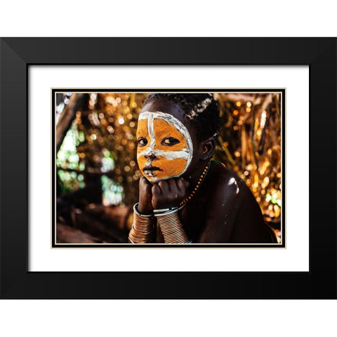 Suri Boy Black Modern Wood Framed Art Print with Double Matting by Vidak, Vedran