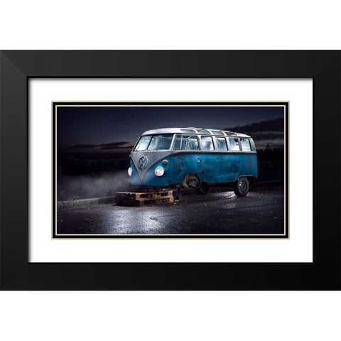 Vw Kleinbus Black Modern Wood Framed Art Print with Double Matting by Damsten, Petri