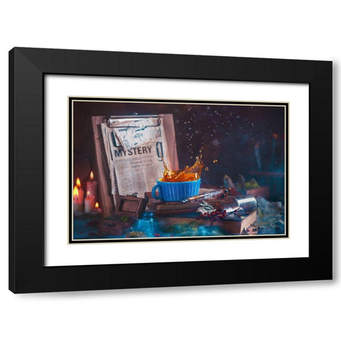Mystery Tea Black Modern Wood Framed Art Print with Double Matting by Belenko, Dina