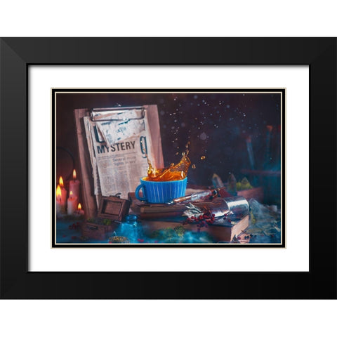 Mystery Tea Black Modern Wood Framed Art Print with Double Matting by Belenko, Dina