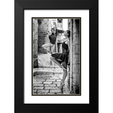 Street Dance Black Modern Wood Framed Art Print with Double Matting by Falik, Ohad