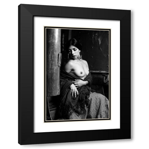 Mexican Beauty Black Modern Wood Framed Art Print with Double Matting by Cesar Sanchez, Julio