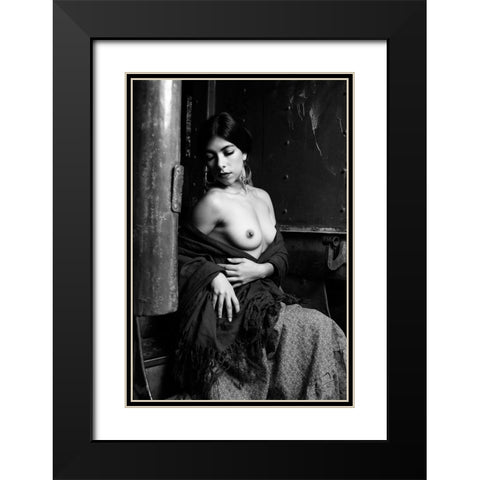 Mexican Beauty Black Modern Wood Framed Art Print with Double Matting by Cesar Sanchez, Julio