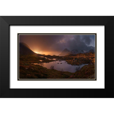 Sunrise Over Lofoten Black Modern Wood Framed Art Print with Double Matting by Cia, Inigo