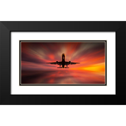 Colorful Landing. Black Modern Wood Framed Art Print with Double Matting by Londal, Leif