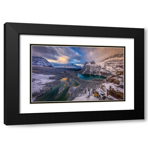 Lake Ohara Black Modern Wood Framed Art Print with Double Matting by Zheng, Michael