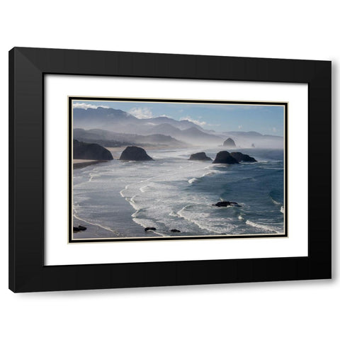 Morning View From Ecola Point Black Modern Wood Framed Art Print with Double Matting by Mulder, Robbert