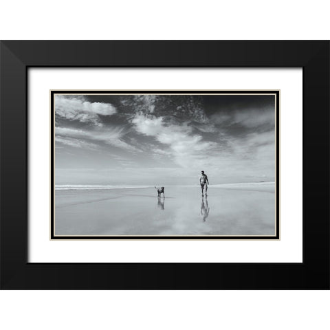 Lifes A Beach Black Modern Wood Framed Art Print with Double Matting by Van Eyken, Karen