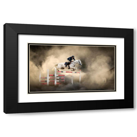 White Horse Black Modern Wood Framed Art Print with Double Matting by Unsal, Arif