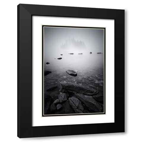 Misty Lake Black Modern Wood Framed Art Print with Double Matting by Jacobs, Lydia