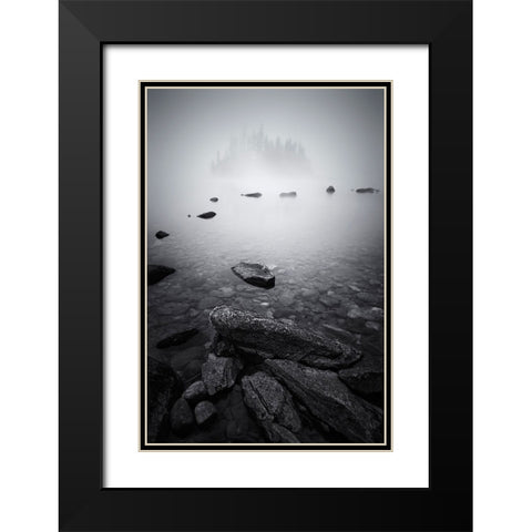 Misty Lake Black Modern Wood Framed Art Print with Double Matting by Jacobs, Lydia