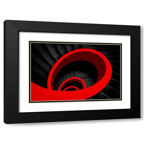 A Red Spiral Black Modern Wood Framed Art Print with Double Matting by Schuster, Inge