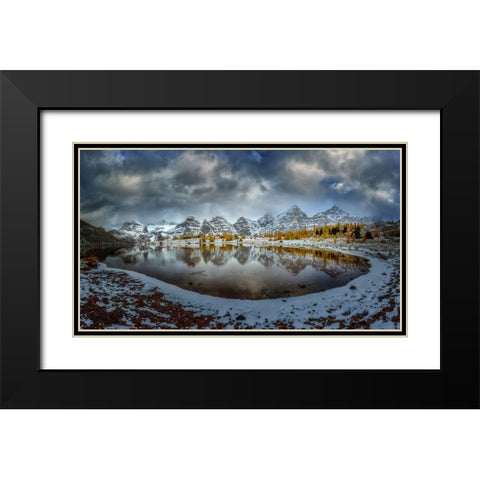 Ring Of Ten Peaks Black Modern Wood Framed Art Print with Double Matting by Mao, Dianne