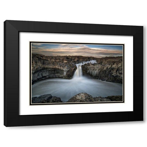 Aldeyjarfoss Waterfall North Iceland Black Modern Wood Framed Art Print with Double Matting by Olsson, Ronny