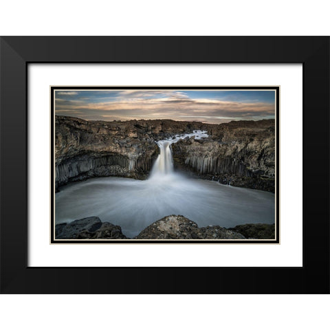 Aldeyjarfoss Waterfall North Iceland Black Modern Wood Framed Art Print with Double Matting by Olsson, Ronny