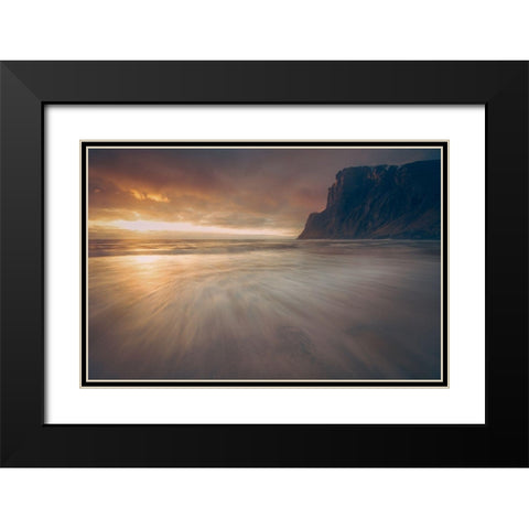 Kvalvika.. Black Modern Wood Framed Art Print with Double Matting by Age Hol, Fred