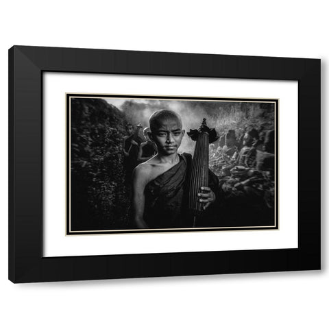 No.43 Black Modern Wood Framed Art Print with Double Matting by M, Adirek