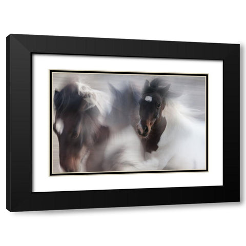 Runaway Horse Black Modern Wood Framed Art Print with Double Matting by Benezech, Martine
