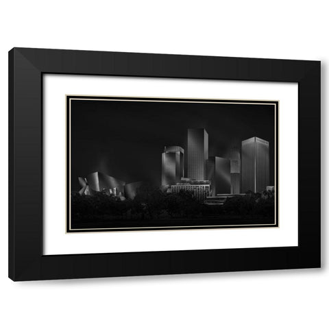 Metal Downtown L.A. Black Modern Wood Framed Art Print with Double Matting by Parejo, Jose