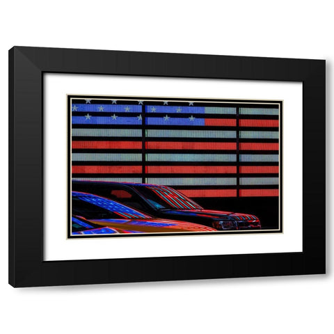 Stars And Stripes Reflected Black Modern Wood Framed Art Print with Double Matting by Wride, Linda