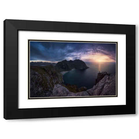 Kvalvika Black Modern Wood Framed Art Print with Double Matting by F. Turienzo, Carlos