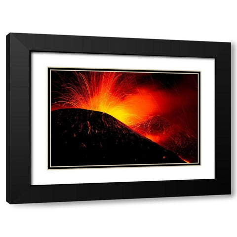Eruption By Night Black Modern Wood Framed Art Print with Double Matting by Genovese, Simone