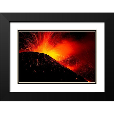 Eruption By Night Black Modern Wood Framed Art Print with Double Matting by Genovese, Simone