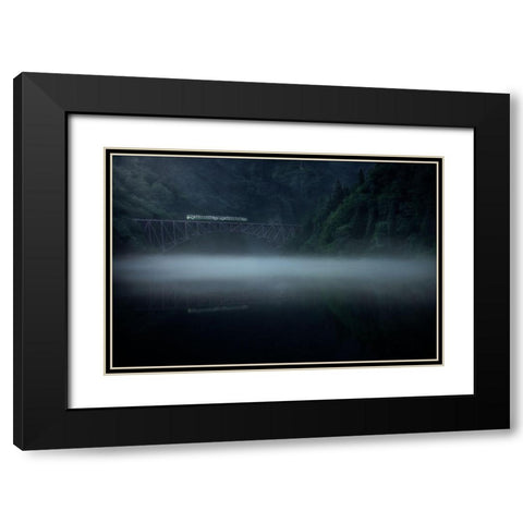 Morning Fog Black Modern Wood Framed Art Print with Double Matting by Watanabe, Takeru