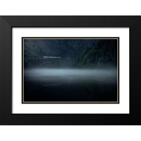 Morning Fog Black Modern Wood Framed Art Print with Double Matting by Watanabe, Takeru