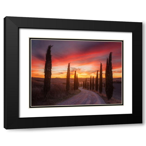 Tuscany Sunset Black Modern Wood Framed Art Print with Double Matting by Anton, Rostovskiy