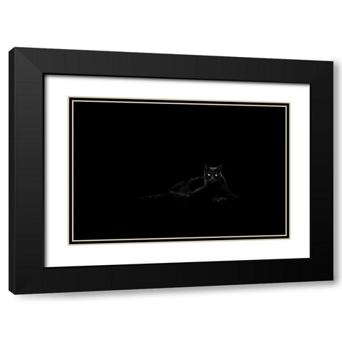Cat Black Modern Wood Framed Art Print with Double Matting by Ljubicic, Dusan