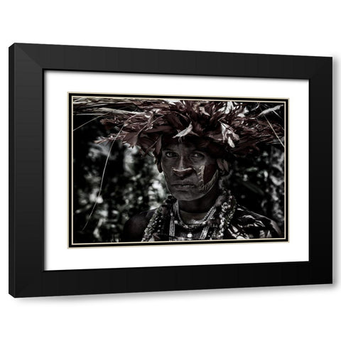 Woman In The Sing-Sing Festival Of Mt Hagen - Papua New Guinea Black Modern Wood Framed Art Print with Double Matting by Inazio Kuesta, Joxe