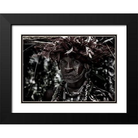 Woman In The Sing-Sing Festival Of Mt Hagen - Papua New Guinea Black Modern Wood Framed Art Print with Double Matting by Inazio Kuesta, Joxe