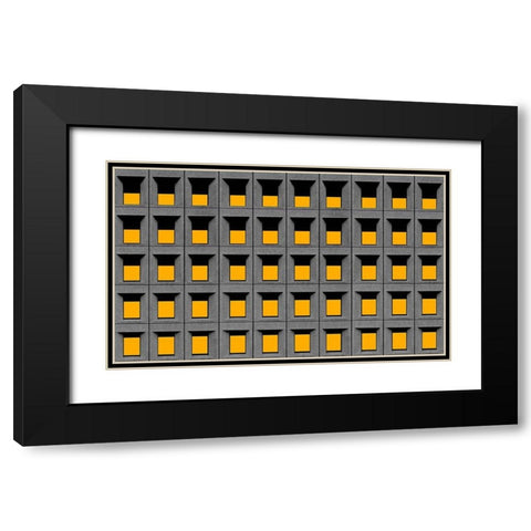 Yellow Squares Black Modern Wood Framed Art Print with Double Matting by Schuster, Inge