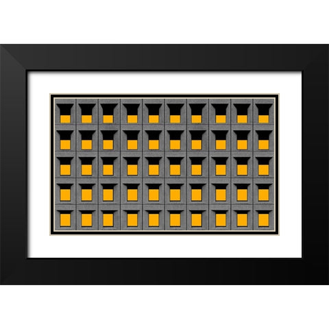Yellow Squares Black Modern Wood Framed Art Print with Double Matting by Schuster, Inge